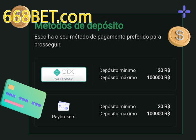 O cassino 668BET.combet oferece uma grande variedade de métodos de pagamento